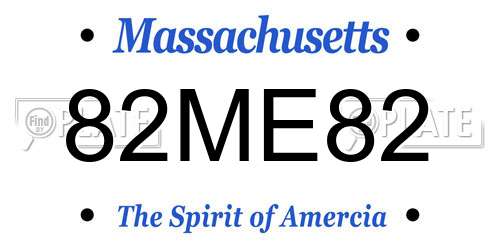 82ME82 Massachusetts License Plate