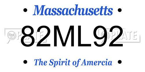 82ML92 Massachusetts License Plate