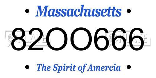 82OO666 Massachusetts License Plate