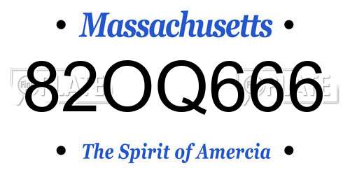 82OQ666 Massachusetts License Plate