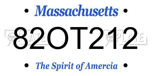 82OT212 Massachusetts License Plate