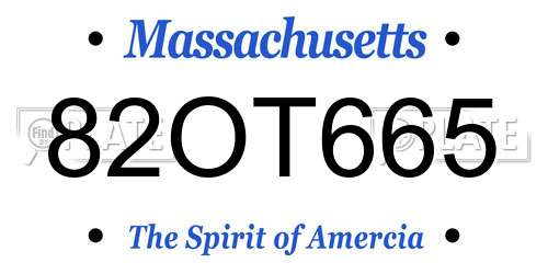 82OT665 Massachusetts License Plate