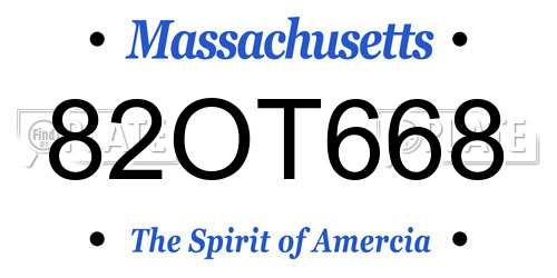 82OT668 Massachusetts License Plate