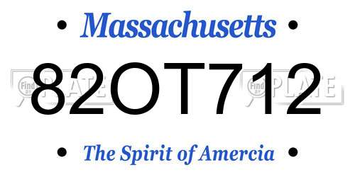 82OT712 Massachusetts License Plate