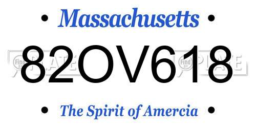 82OV618 Massachusetts License Plate