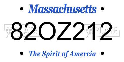82OZ212 Massachusetts License Plate
