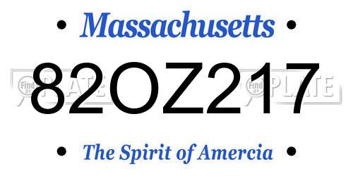 82OZ217 Massachusetts License Plate