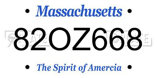 82OZ668 Massachusetts License Plate