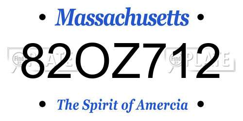 82OZ712 Massachusetts License Plate