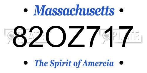 82OZ717 Massachusetts License Plate