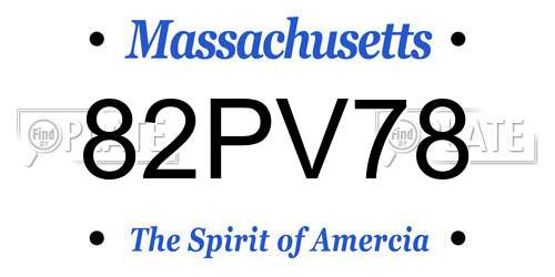 82PV78 Massachusetts License Plate