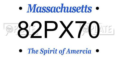82PX70 Massachusetts License Plate