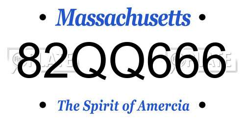 82QQ666 Massachusetts License Plate