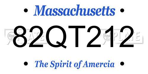 82QT212 Massachusetts License Plate
