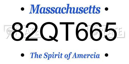 82QT665 Massachusetts License Plate