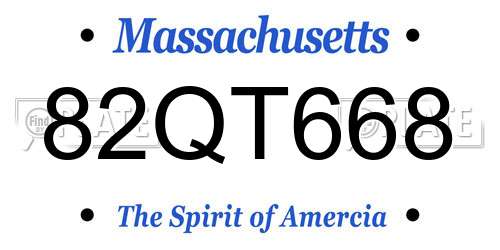 82QT668 Massachusetts License Plate