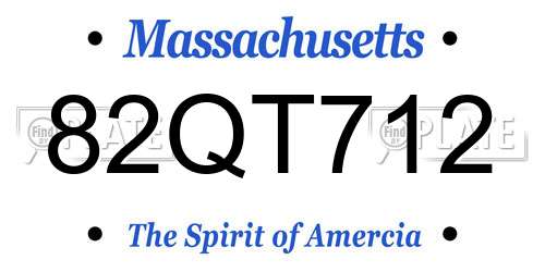 82QT712 Massachusetts License Plate