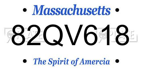 82QV618 Massachusetts License Plate