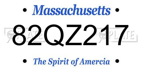 82QZ217 Massachusetts License Plate