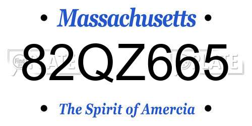 82QZ665 Massachusetts License Plate