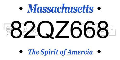 82QZ668 Massachusetts License Plate