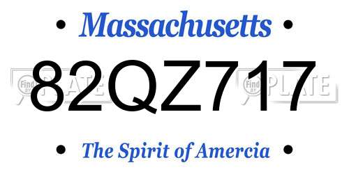 82QZ717 Massachusetts License Plate