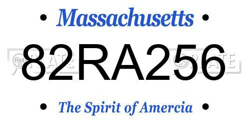 82RA256 Massachusetts License Plate