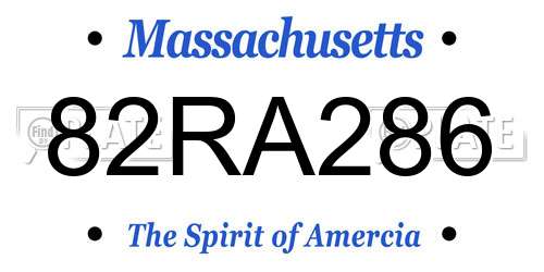 82RA286 Massachusetts License Plate
