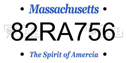 82RA756 Massachusetts License Plate