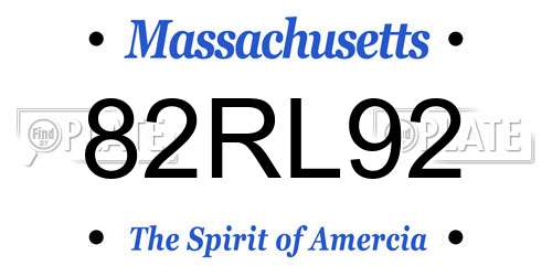 82RL92 Massachusetts License Plate