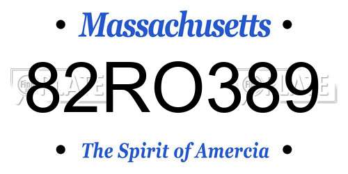 82RO389 Massachusetts License Plate