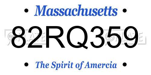 82RQ359 Massachusetts License Plate