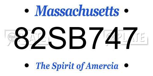 82SB747 Massachusetts License Plate