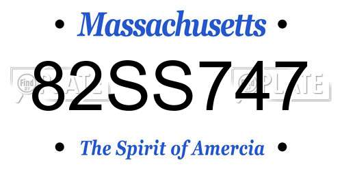 82SS747 Massachusetts License Plate