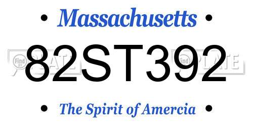 82ST392 Massachusetts License Plate