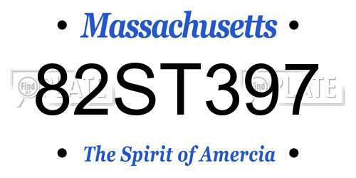 82ST397 Massachusetts License Plate
