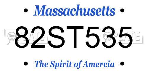 82ST535 Massachusetts License Plate