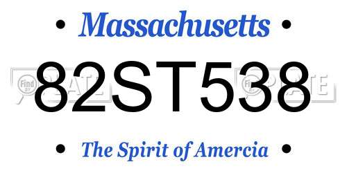 82ST538 Massachusetts License Plate
