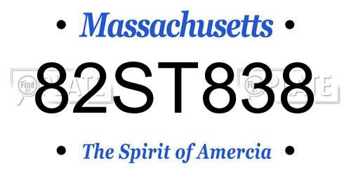 82ST838 Massachusetts License Plate