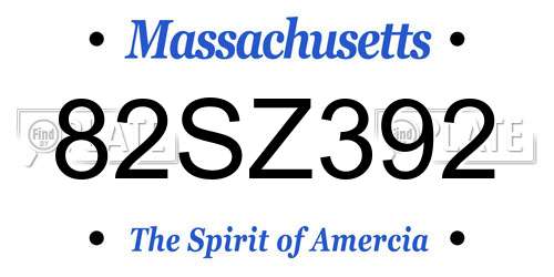 82SZ392 Massachusetts License Plate