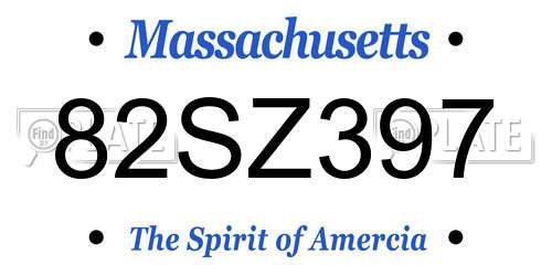 82SZ397 Massachusetts License Plate