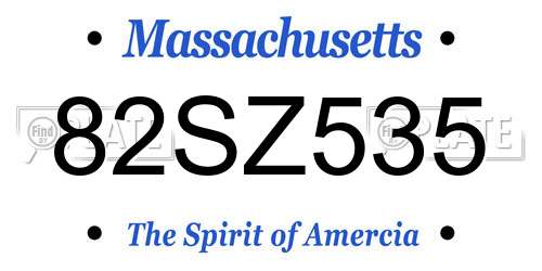 82SZ535 Massachusetts License Plate