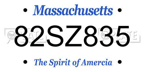 82SZ835 Massachusetts License Plate
