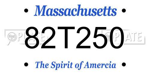 82T250 Massachusetts License Plate