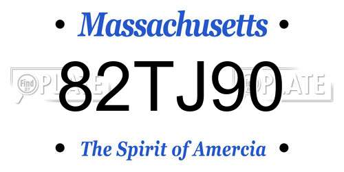 82TJ90 Massachusetts License Plate