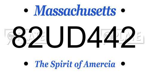 82UD442 Massachusetts License Plate