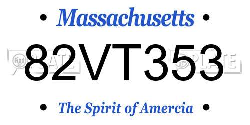 82VT353 Massachusetts License Plate