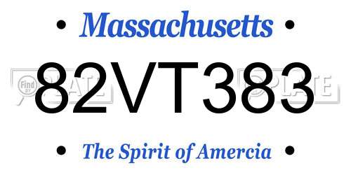 82VT383 Massachusetts License Plate
