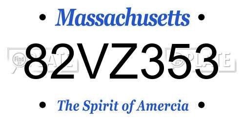 82VZ353 Massachusetts License Plate