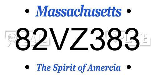 82VZ383 Massachusetts License Plate